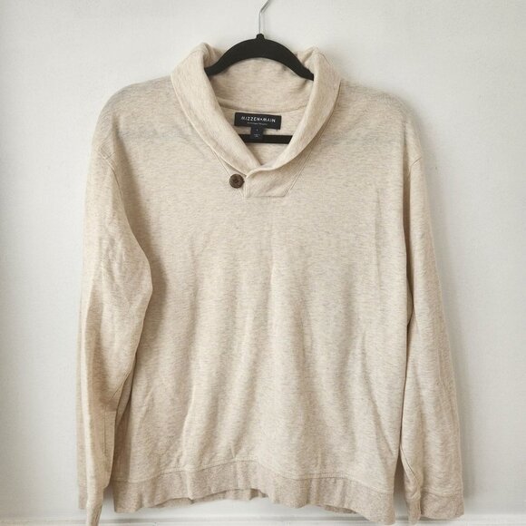 Mizzen & Main Fairway Pullover Sweater Beige Oatmeal Sweatshirt Sweater Men's L - Picture 2 of 7